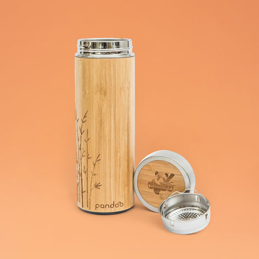 Bamboe thermosfles met theezeef geïsoleerd (360 ml)