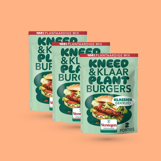 Verpieter me niet - Kneed&Klaar Vegan Plantburger - Klassiek gekruid - 3 stuks