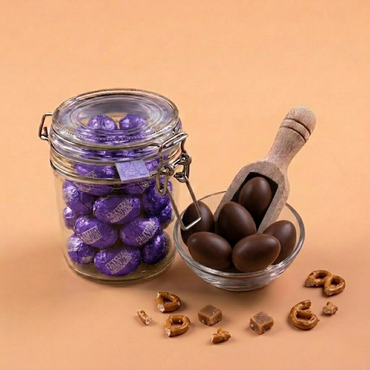 Verpieter me niet, Tony's Paaseitjes Donkere melkchocolade pretzel toffee