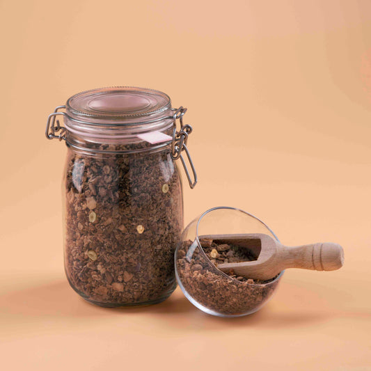 Bio crunchy granola, chocolade en hazelnoot