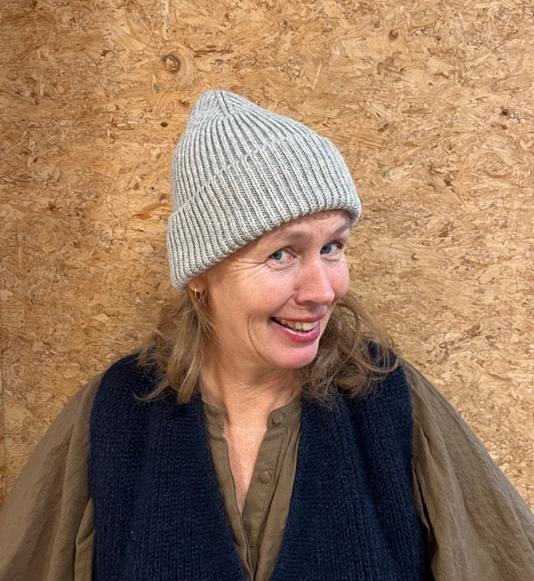 Merinowol muts, lichtgrijs