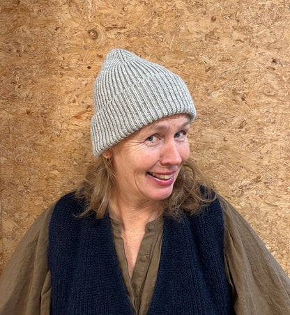 Merinowol muts, lichtgrijs