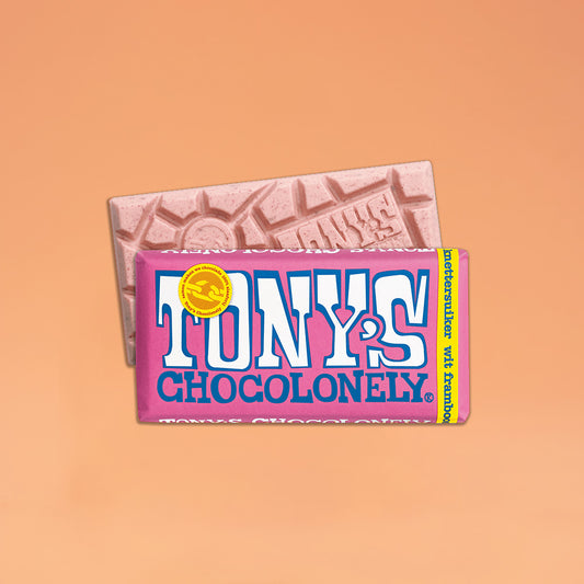 Verpieter me niet - Tony's Chocolonely Wit Framboos