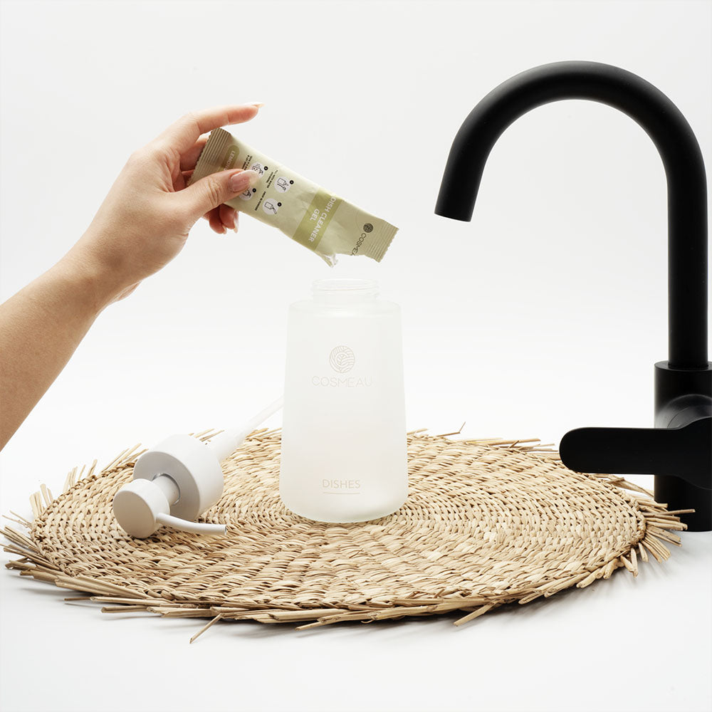 Afwasmiddel herbruikbare glazen fles + navulling