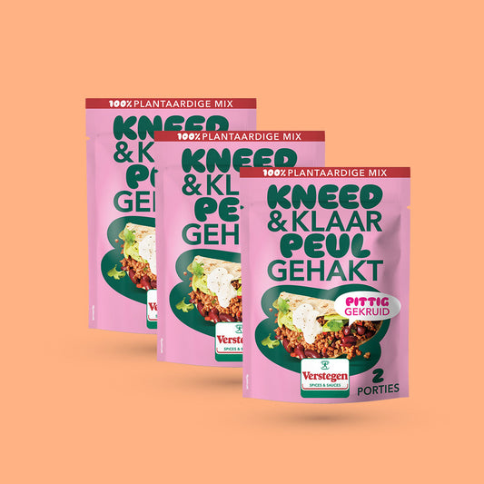 Verpieter me niet - Kneed&Klaar Vegan Peulgehakt - Pittig gekruid - 3 stuks