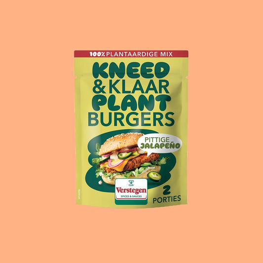 Verpieter me niet - Kneed&Klaar Vegan Plantburger - Pittige Jalapeno
