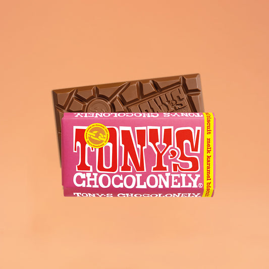 Verpieter me niet - Tony's Chocolonely Melk Karamelbiscuit